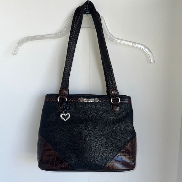 Brighton Bags Brighton Leather Shoulder Bag Purse Black Brown Euc